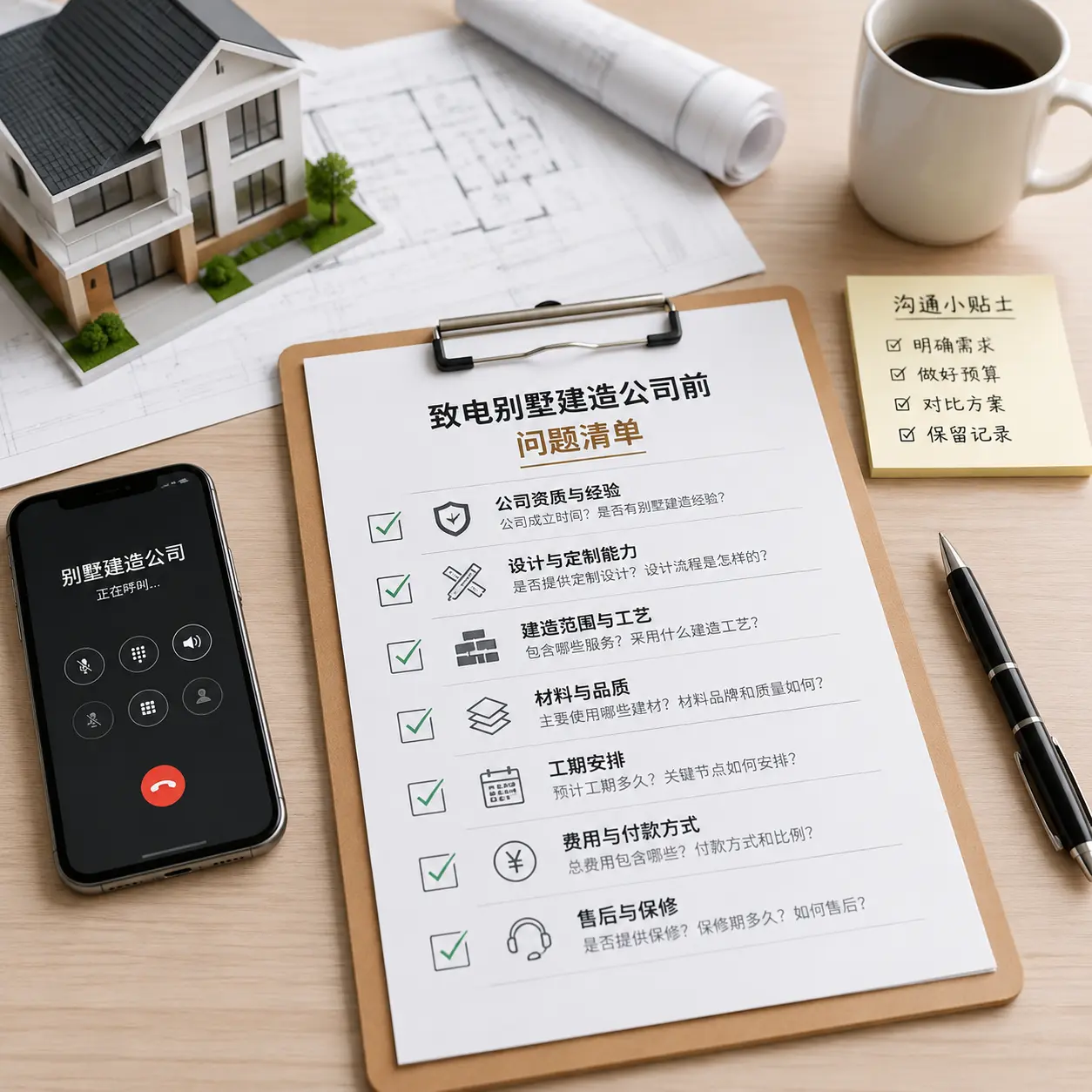在平塘拨打别墅建造公司电话前的准备工作